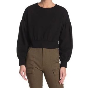 Abound Black Cropped Puff Sleeve Sweater